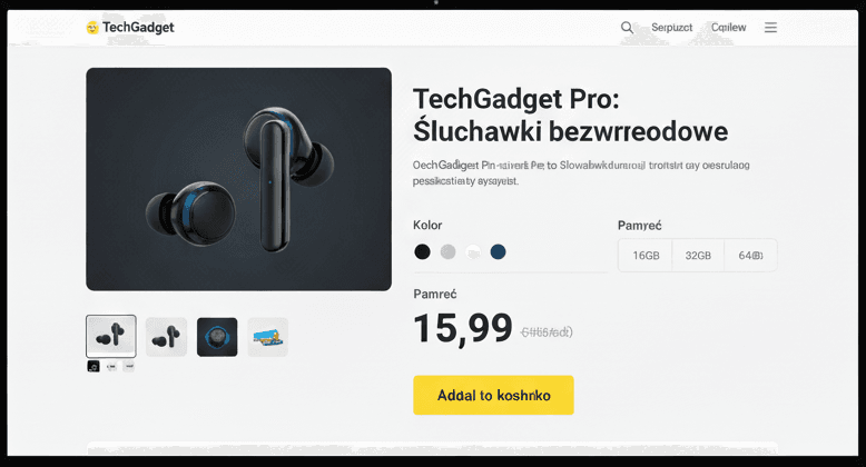 Ilustracja dla: Strona Produktowa "TechGadget"
